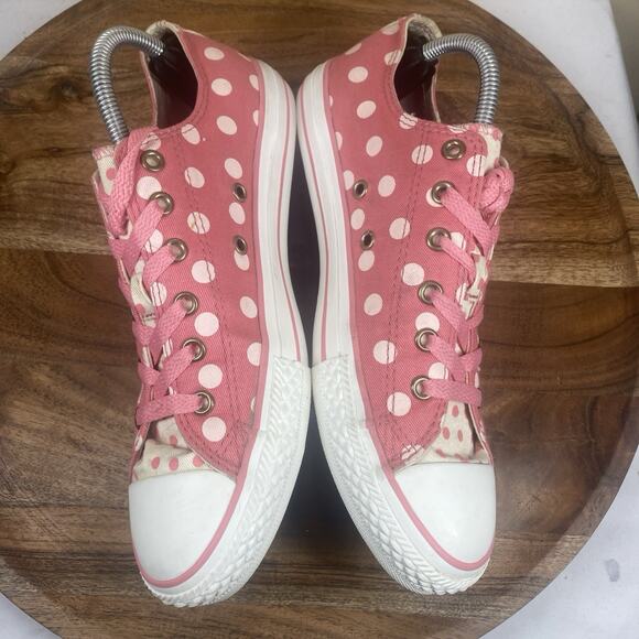 Converse All Star Womens Pink And White Polka Dot Minnie Mouse Size 7 Shoes - Picture 6 of 11